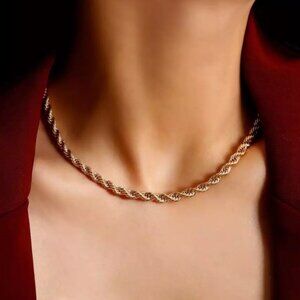 NEW 18K TWISTED CUBAN CHOKER NECKLACE